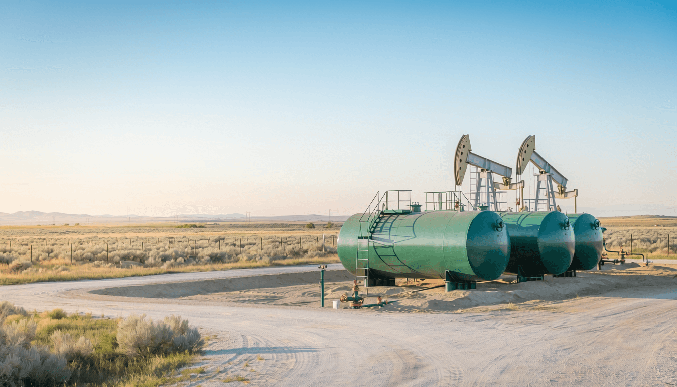 Well pad and tank battery on a producing Texas lease